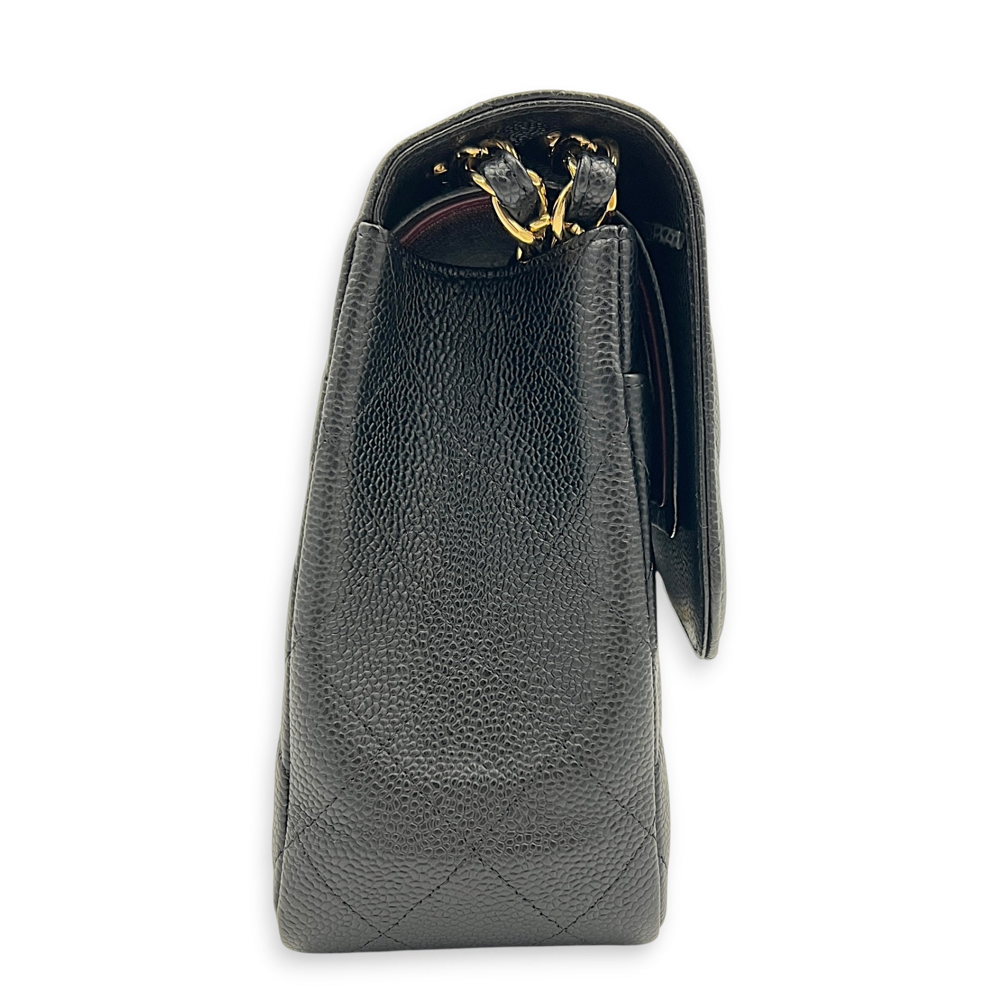 Classic Double Flap Shoulder Bag Jumbo Black in Caviar Leather, Gold hardware