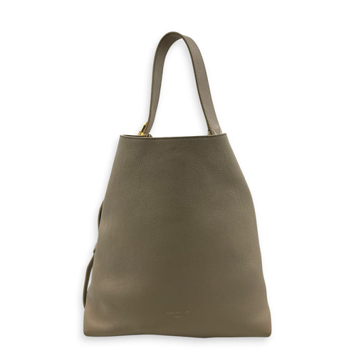 Low Key Shoulder Bag Beige in Calfskin, Gold hardware