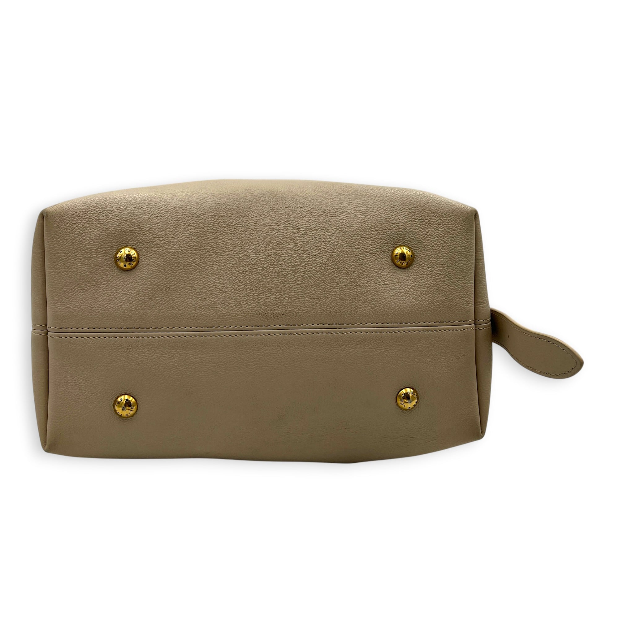 Low Key Shoulder Bag Beige in Calfskin, Gold hardware