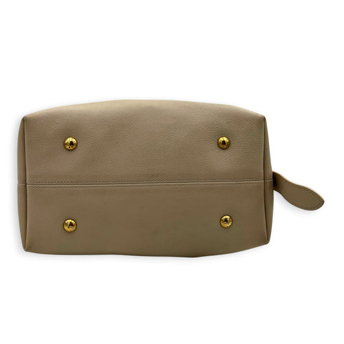 Low Key Shoulder Bag Beige in Calfskin, Gold hardware