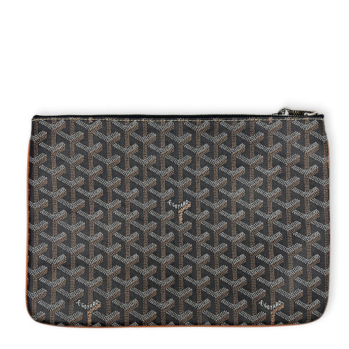 Senat Pouch Black in Coated Canvas, Silver hardware