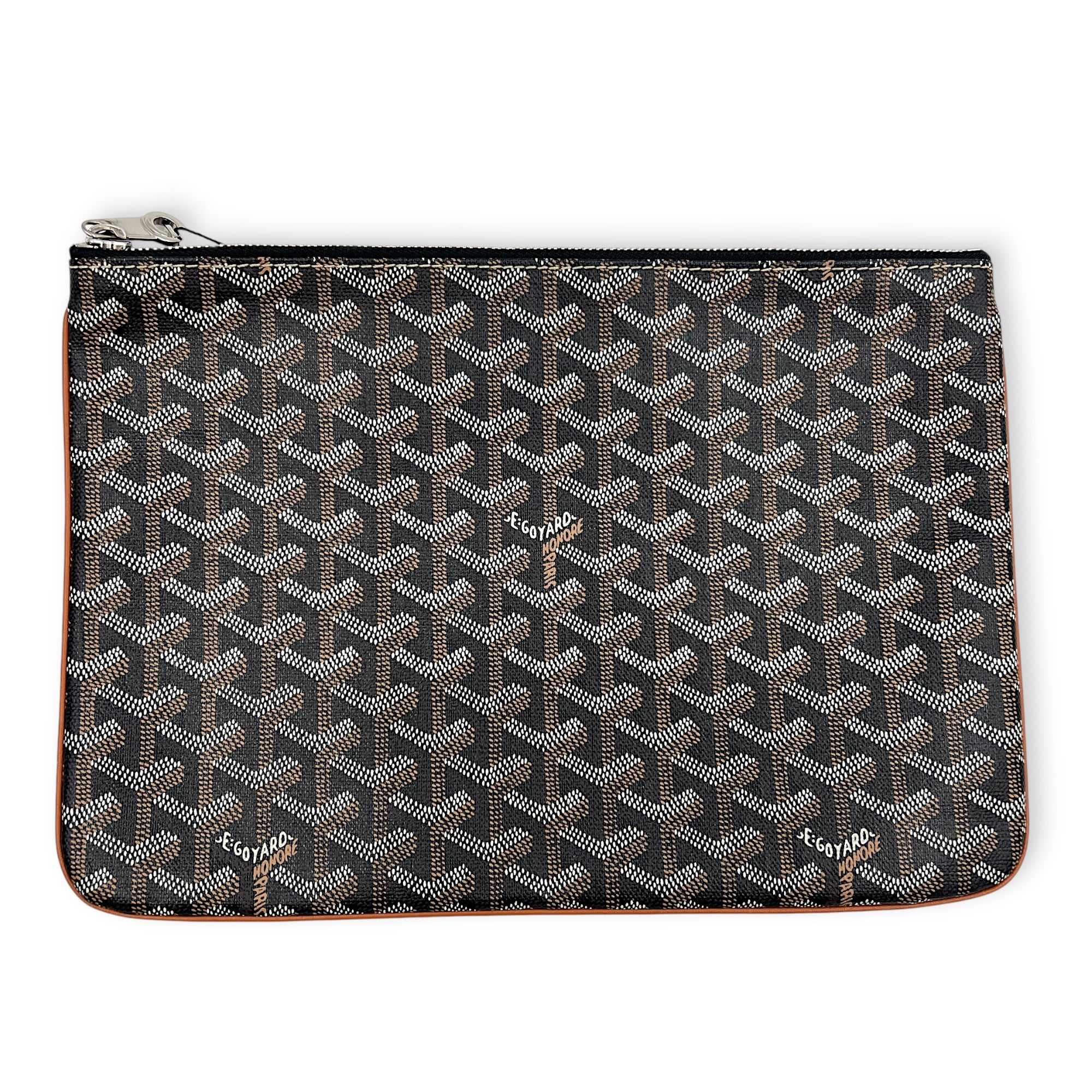 Senat Pouch Black in Coated Canvas, Silver hardware