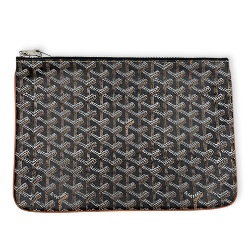 Senat Pouch Black in Coated Canvas, Silver hardware