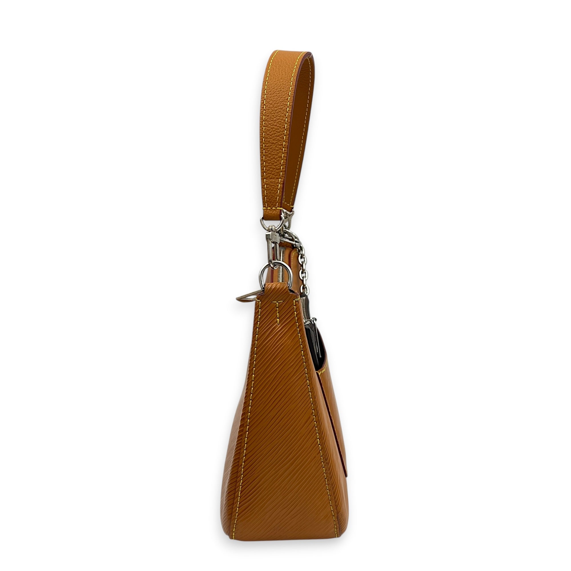 Marelle NM Shoulder Bag Brown in Epi Leather, Gold hardware