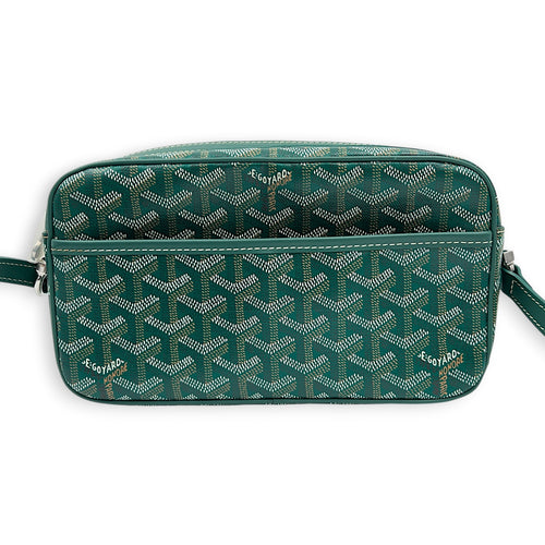 Cap Vert Crossbody Bag Green in Coated Canvas, Silver hardware