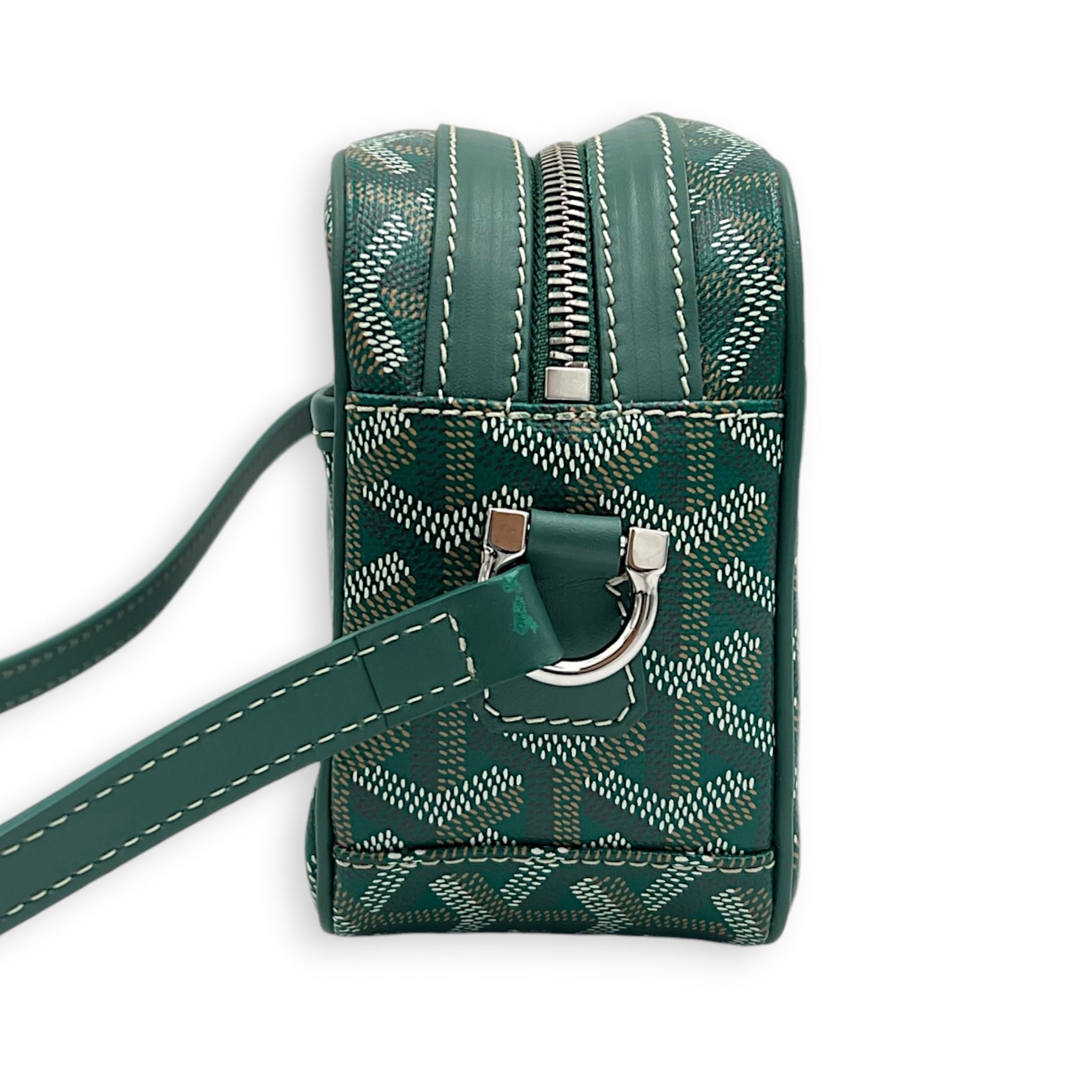 Cap Vert Crossbody Bag Green in Coated Canvas, Silver hardware
