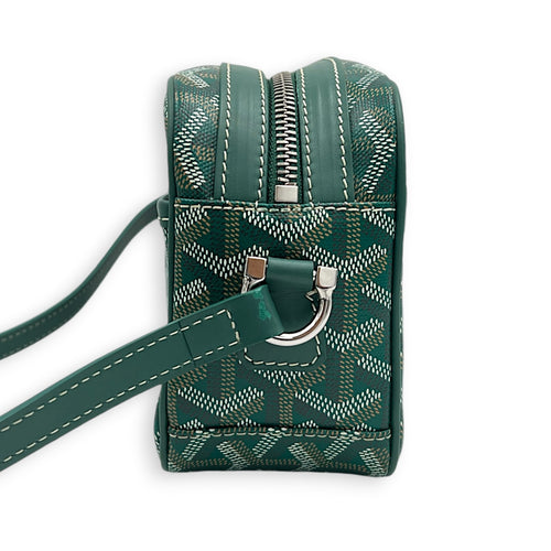 Cap Vert Crossbody Bag Green in Coated Canvas, Silver hardware