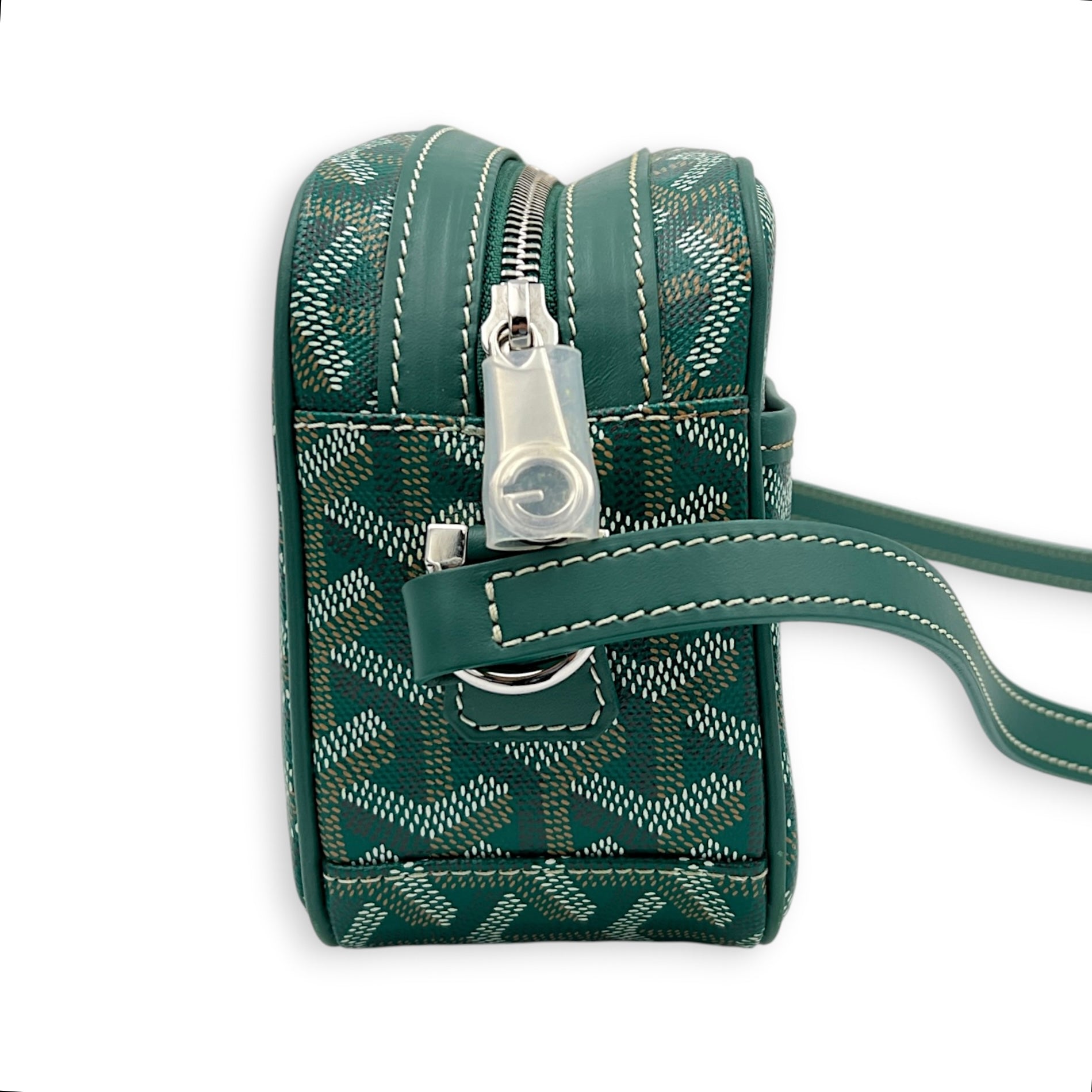 Cap Vert Crossbody Bag Green in Coated Canvas, Silver hardware