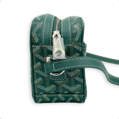 Cap Vert Crossbody Bag Green in Coated Canvas, Silver hardware