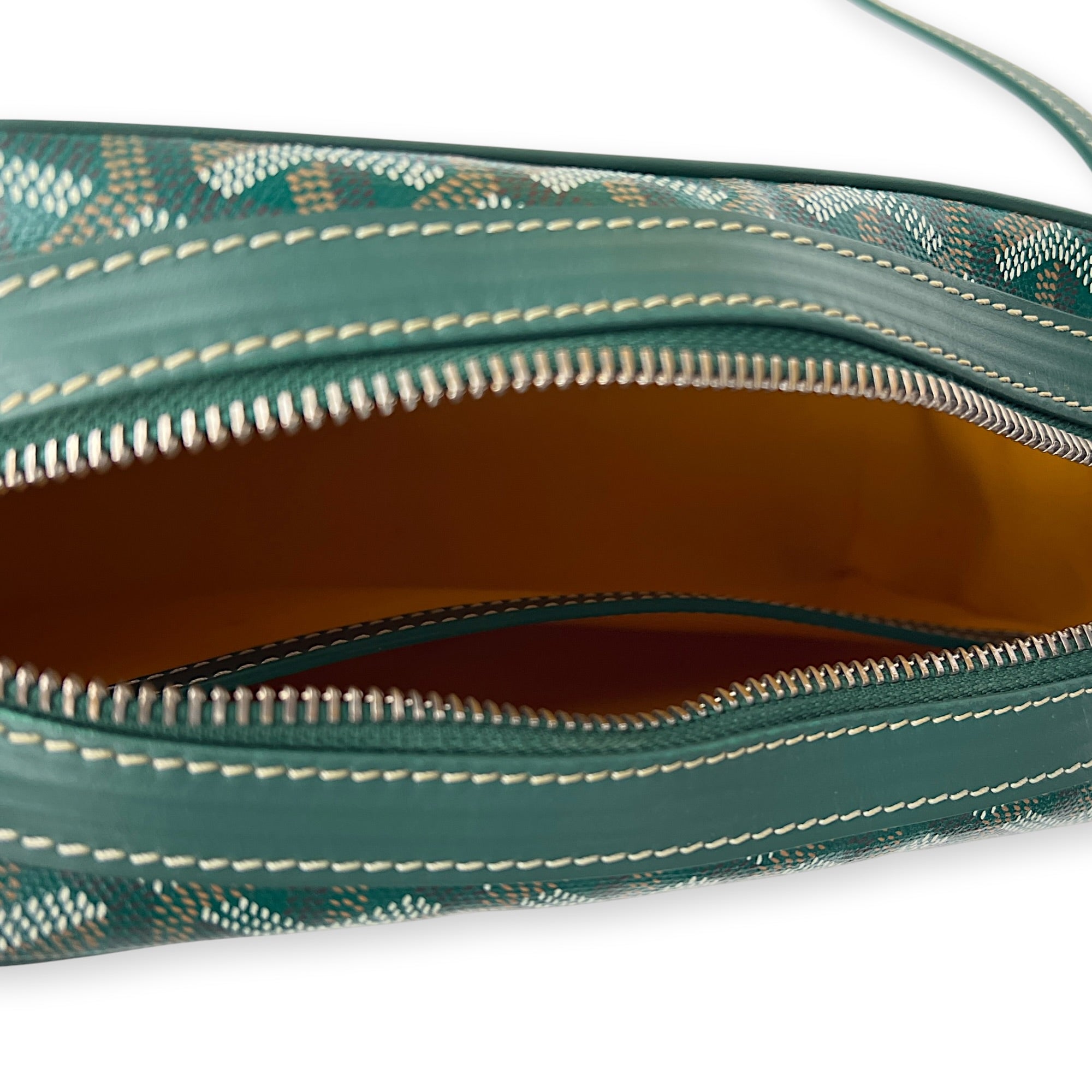 Cap Vert Crossbody Bag Green in Coated Canvas, Silver hardware