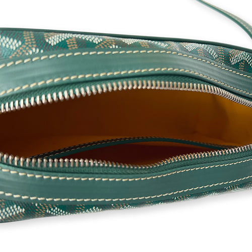 Cap Vert Crossbody Bag Green in Coated Canvas, Silver hardware