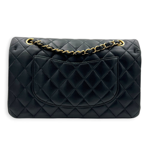 Classic Medium Black Shoulder Bag in Lambskin, Gold hardware
