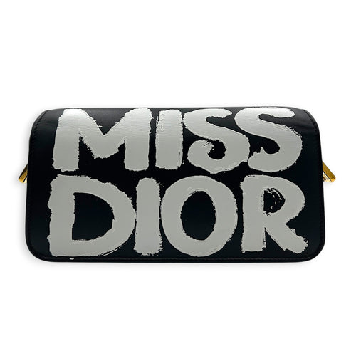 Miss Dior Graffiti Shoulder Bag Black in Calfskin, Gold hardware