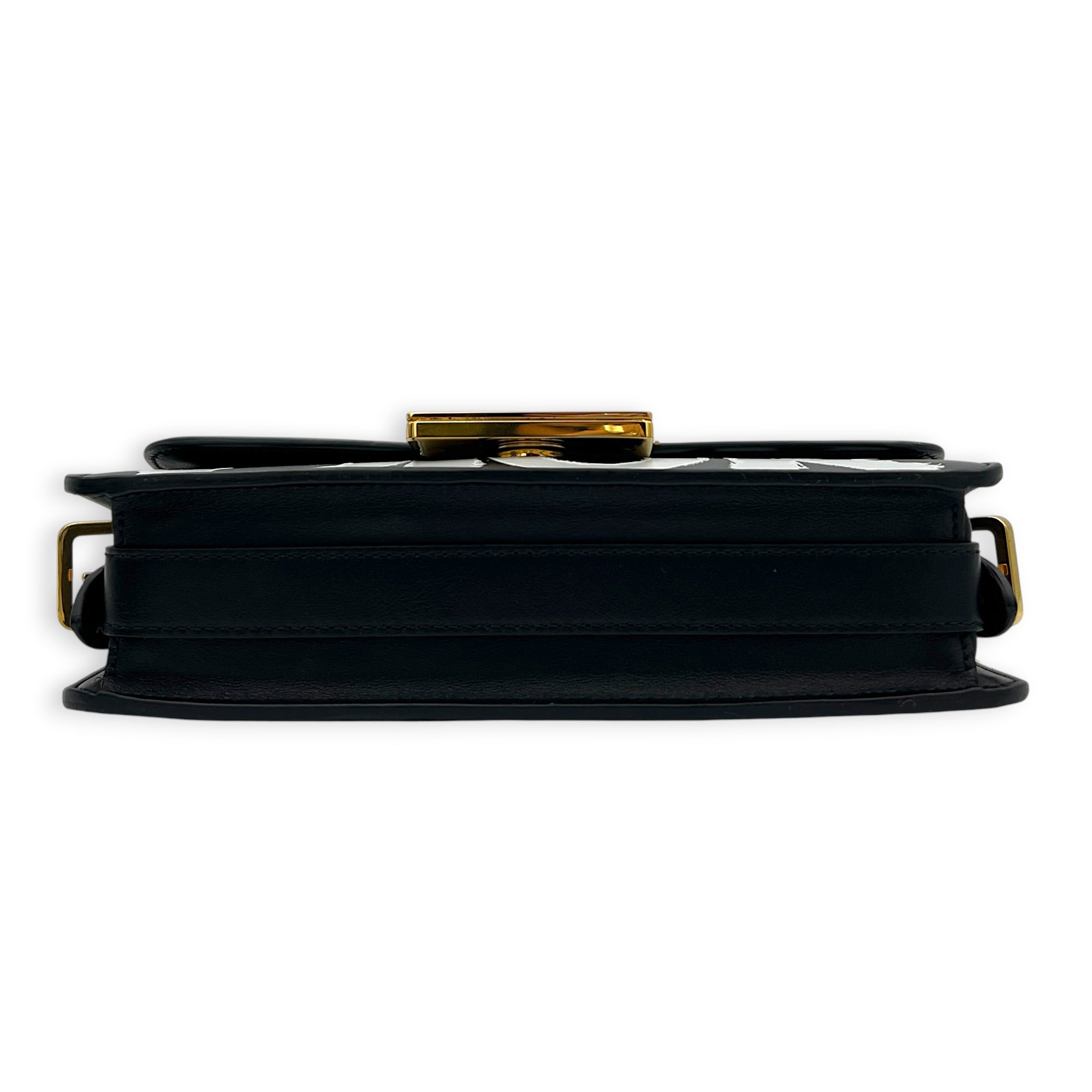Miss Dior Graffiti Shoulder Bag Black in Calfskin, Gold hardware
