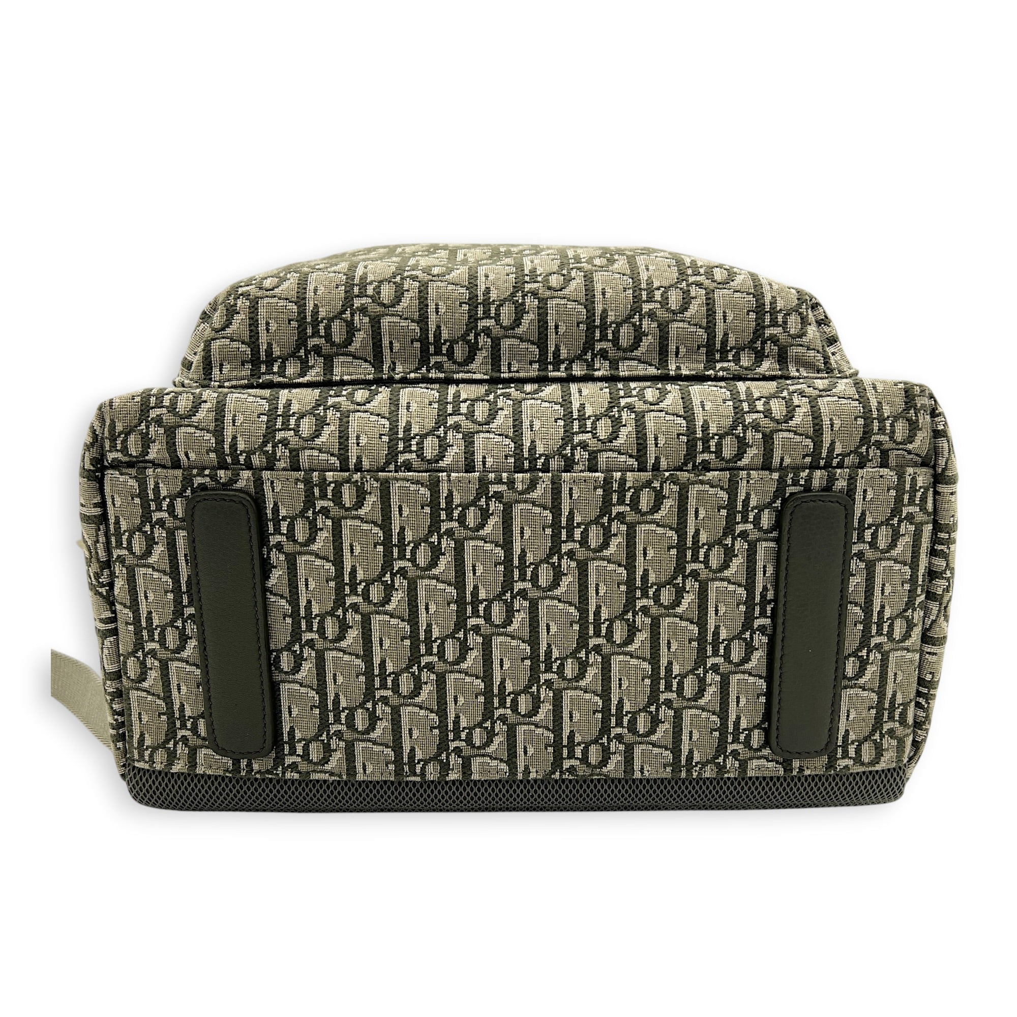 Oblique Backpack Green in Canvas, Silver hardware