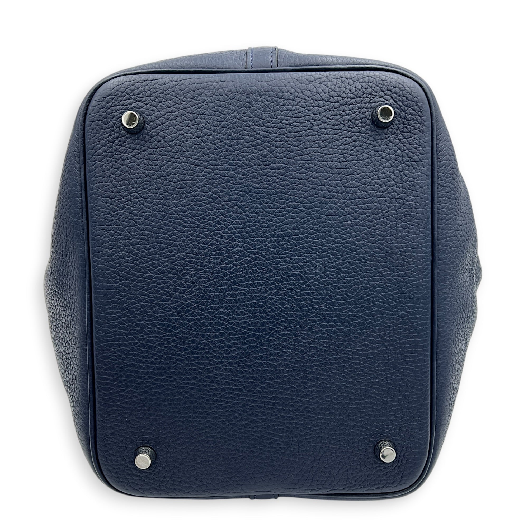 Picotin 22 Blue Bucket Bag in Clemence, Silver hardware