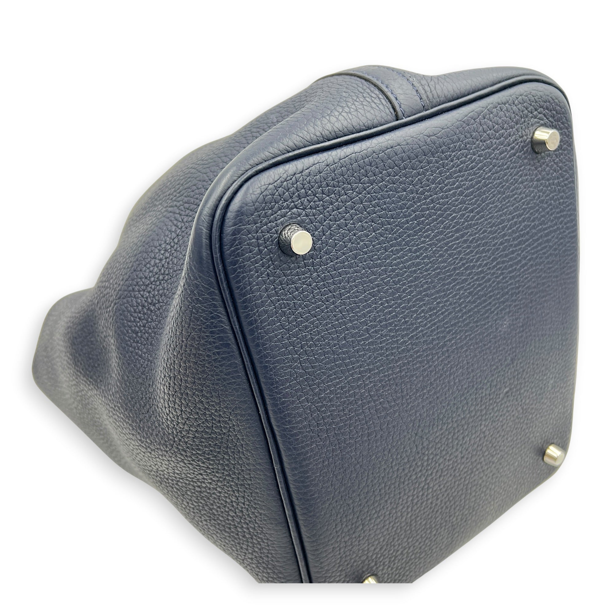 Picotin 22 Blue Bucket Bag in Clemence, Silver hardware