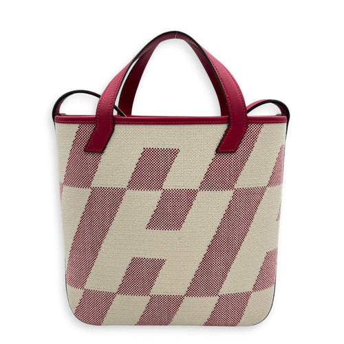 Cabas H En Biais White in Canvas, Silver hardware