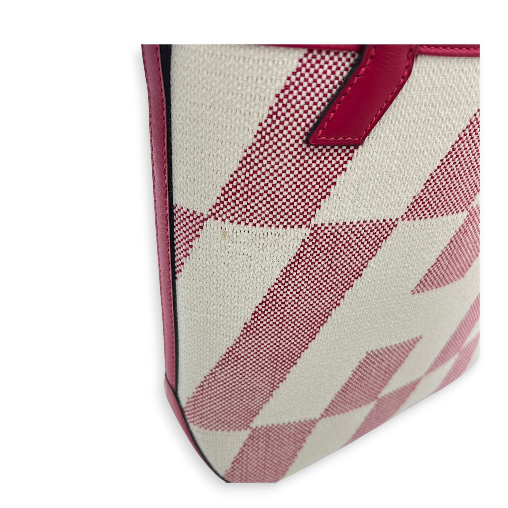 Cabas H En Biais White in Canvas, Silver hardware