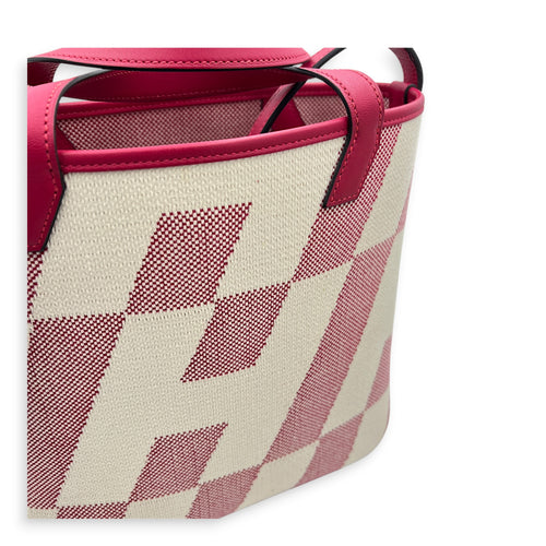 Cabas H En Biais White in Canvas, Silver hardware