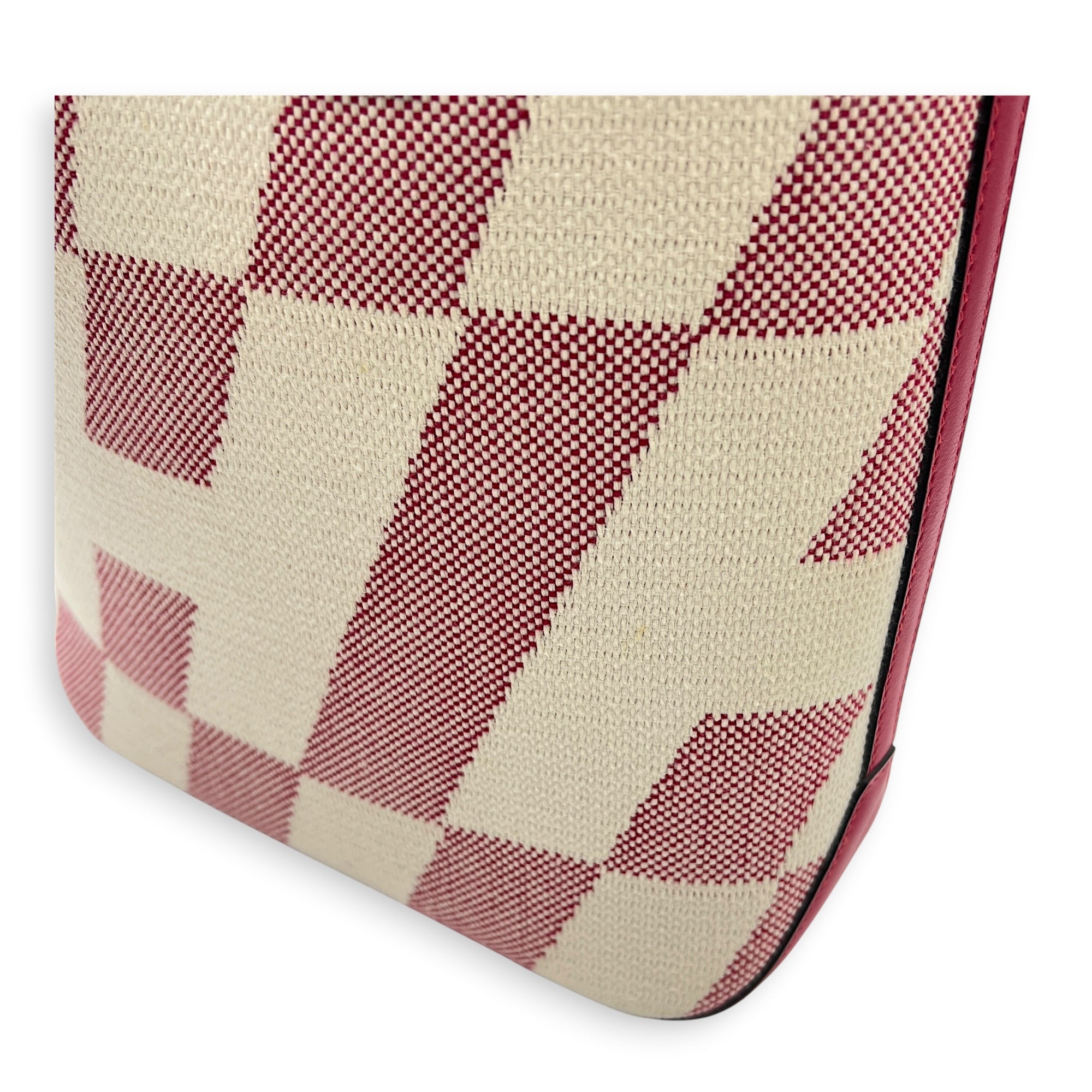 Cabas H En Biais White in Canvas, Silver hardware