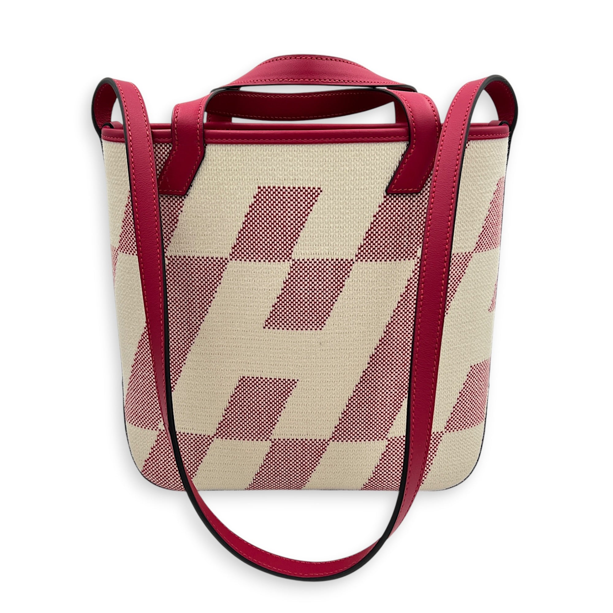 Cabas H En Biais White in Canvas, Silver hardware