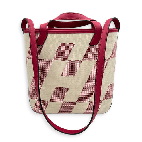 Cabas H En Biais White in Canvas, Silver hardware