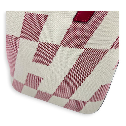 Cabas H En Biais White in Canvas, Silver hardware