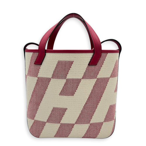 Cabas H En Biais White in Canvas, Silver hardware