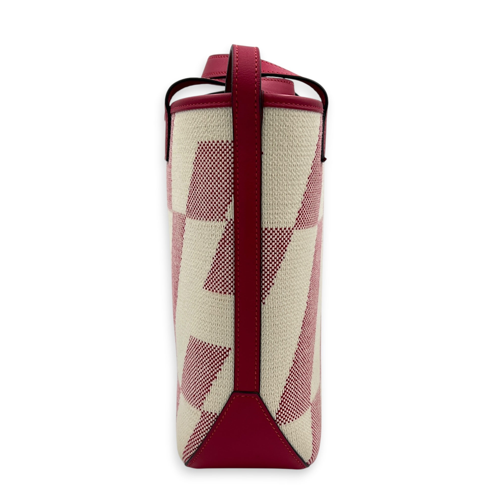 Cabas H En Biais White in Canvas, Silver hardware