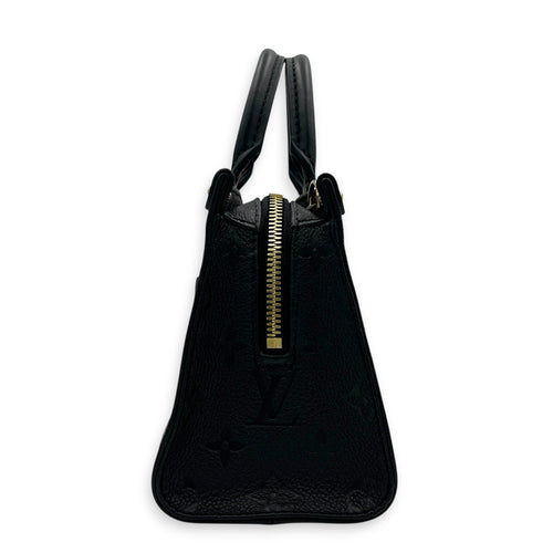 OnTheGo East West Black Top Handle Bag in Empreinte Leather, Gold hardware
