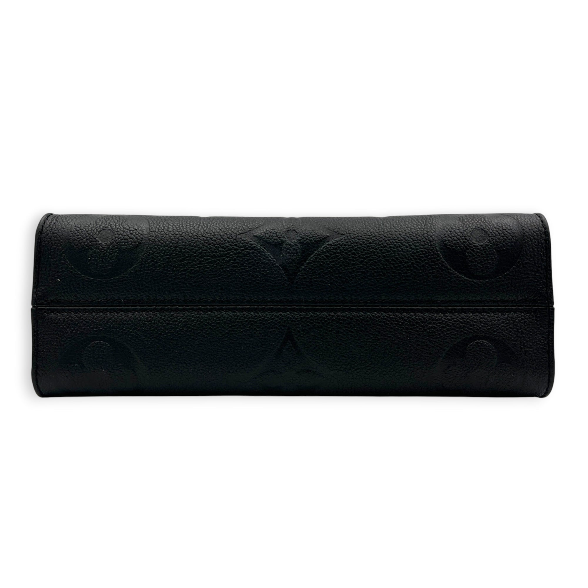 OnTheGo East West Black Top Handle Bag in Empreinte Leather, Gold hardware