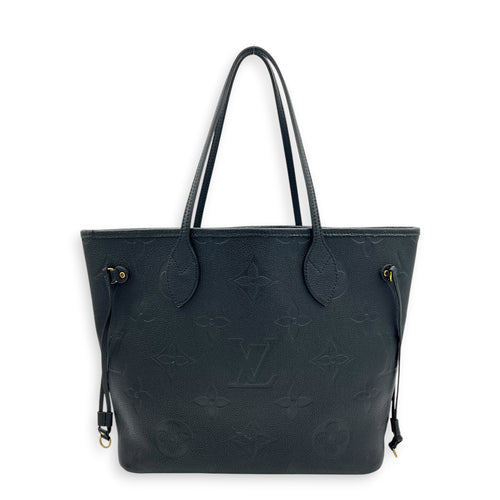 Neverfull MM Black Tote Bag in Empreinte Leather, Gold hardware
