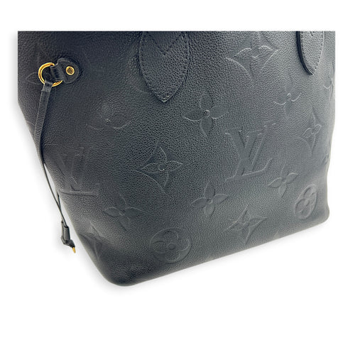 Neverfull MM Black Tote Bag in Empreinte Leather, Gold hardware
