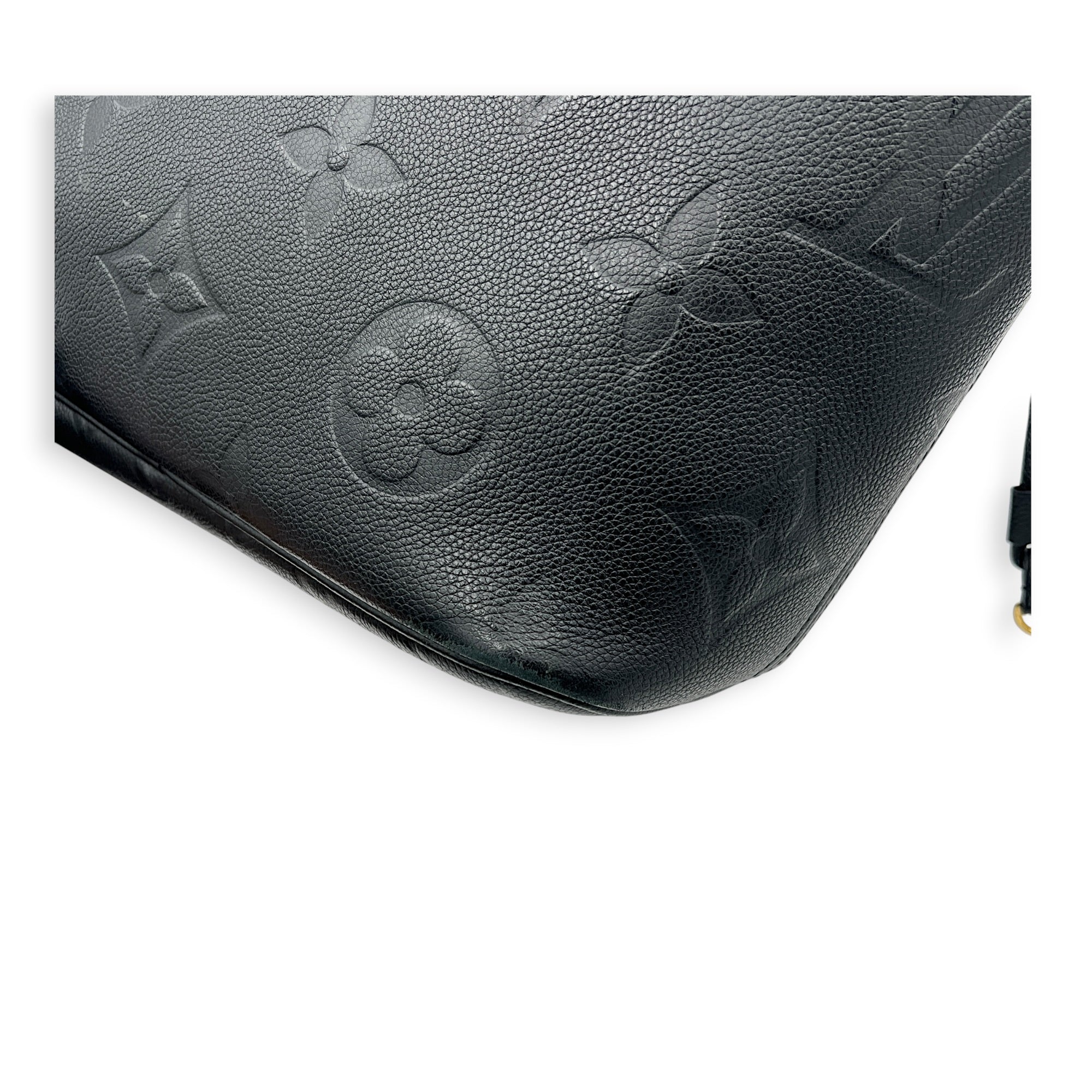 Neverfull MM Black Tote Bag in Empreinte Leather, Gold hardware