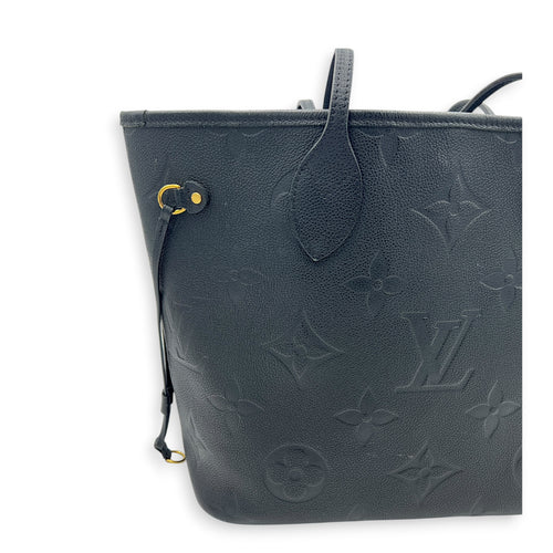 Neverfull MM Black Tote Bag in Empreinte Leather, Gold hardware