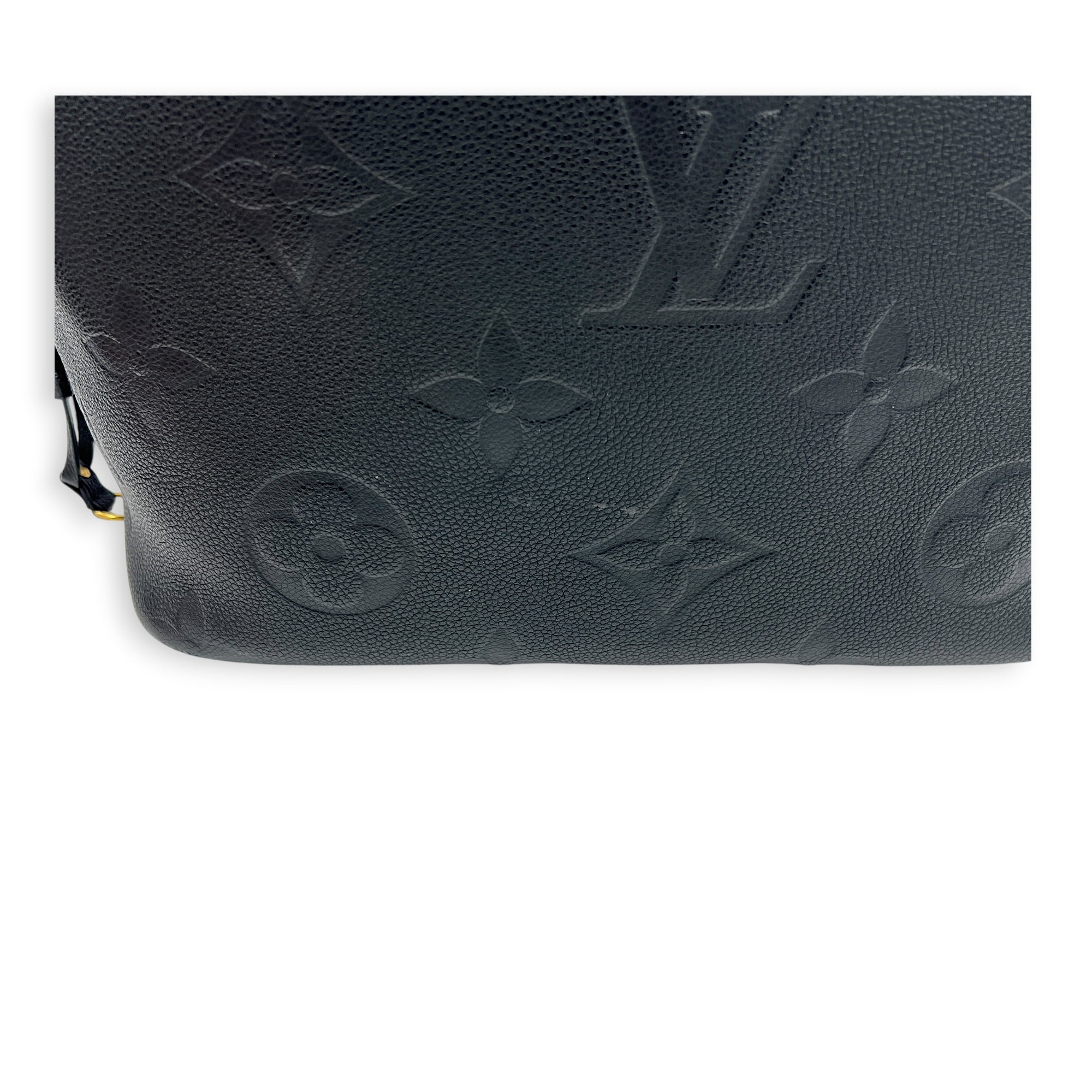 Neverfull MM Black Tote Bag in Empreinte Leather, Gold hardware