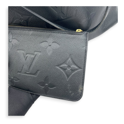Neverfull MM Black Tote Bag in Empreinte Leather, Gold hardware