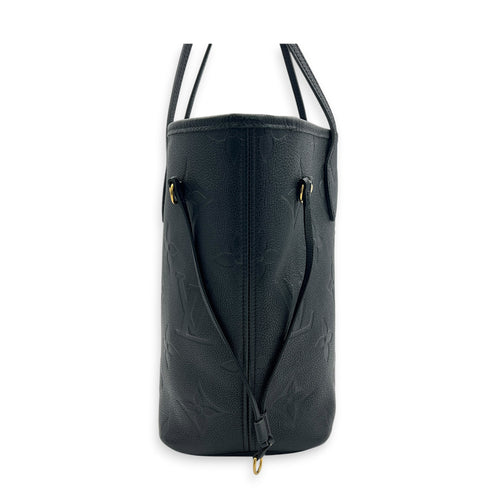 Neverfull MM Black Tote Bag in Empreinte Leather, Gold hardware