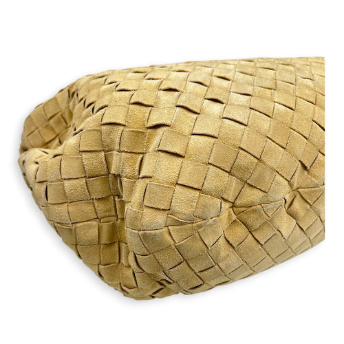 Jodie Shoulder Bag Beige in Suede Leather, Gold hardware