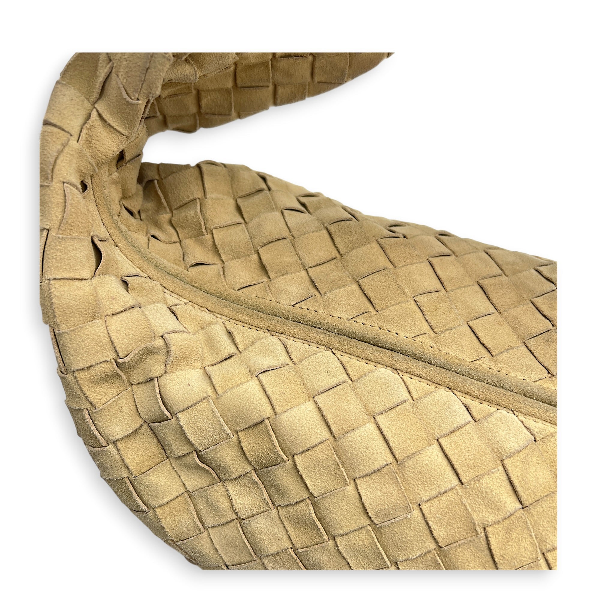 Jodie Shoulder Bag Beige in Suede Leather, Gold hardware