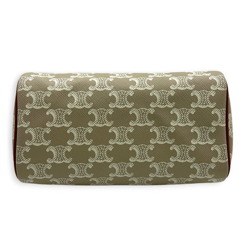 Triomphe Boston Top Handle Bag Beige in Coated Canvas, Gold hardware