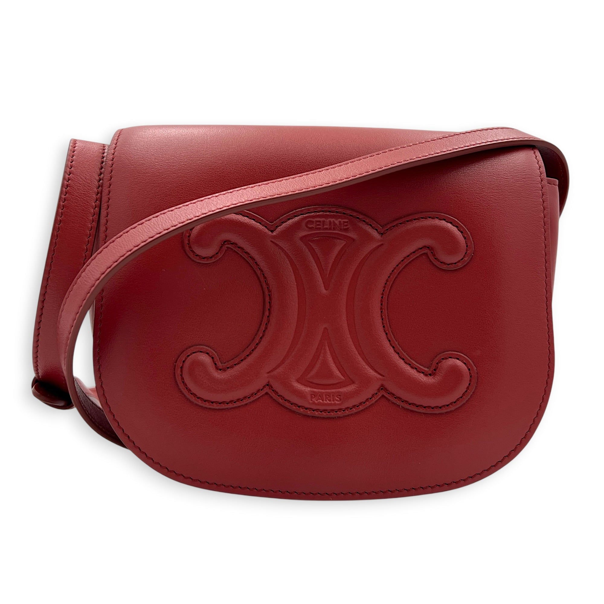 Folco Cuir Shoulder Bag Pink in Calfskin, Gold hardware
