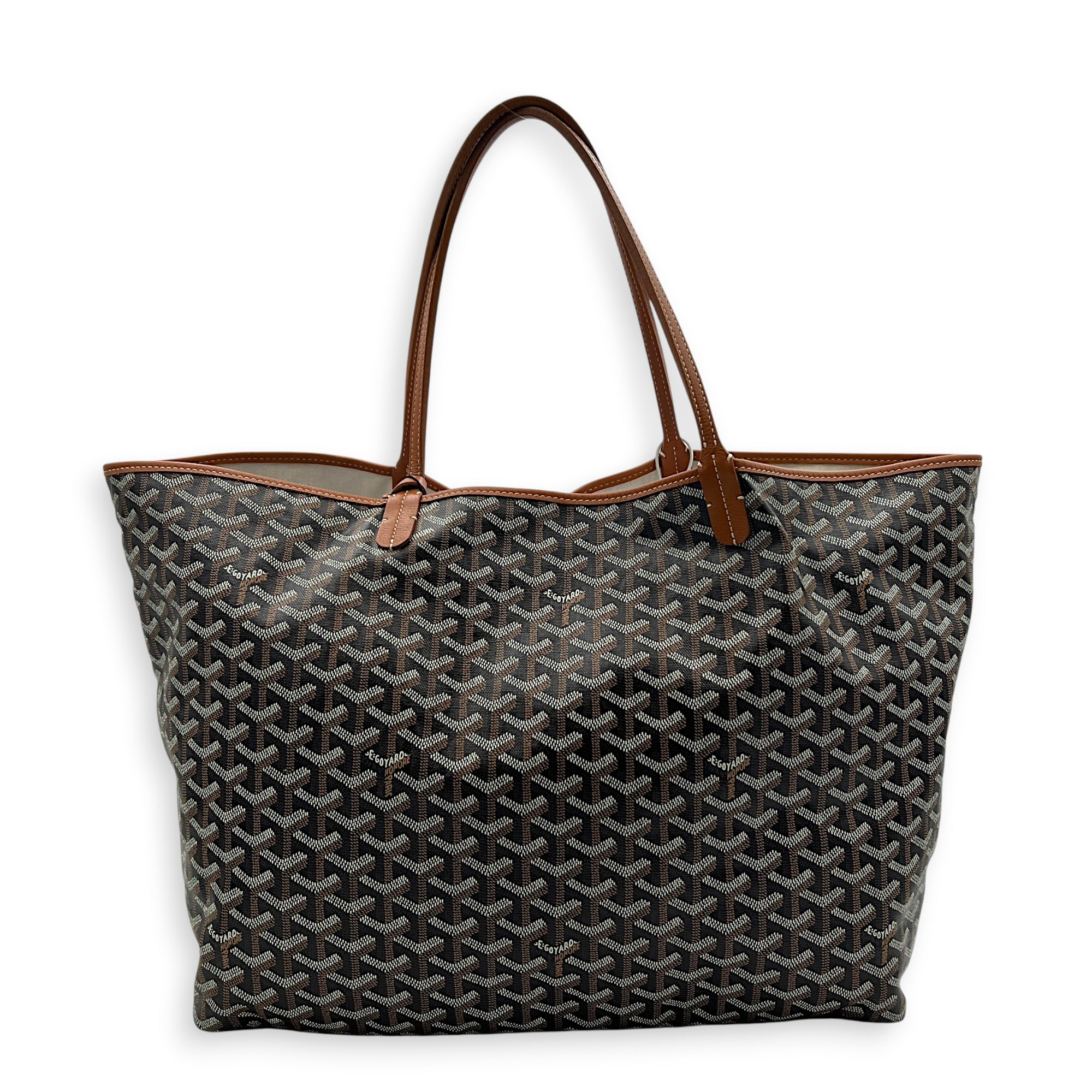 Saint Louis Tote Bag PM Brown in Coated Canvas, Silver hardware