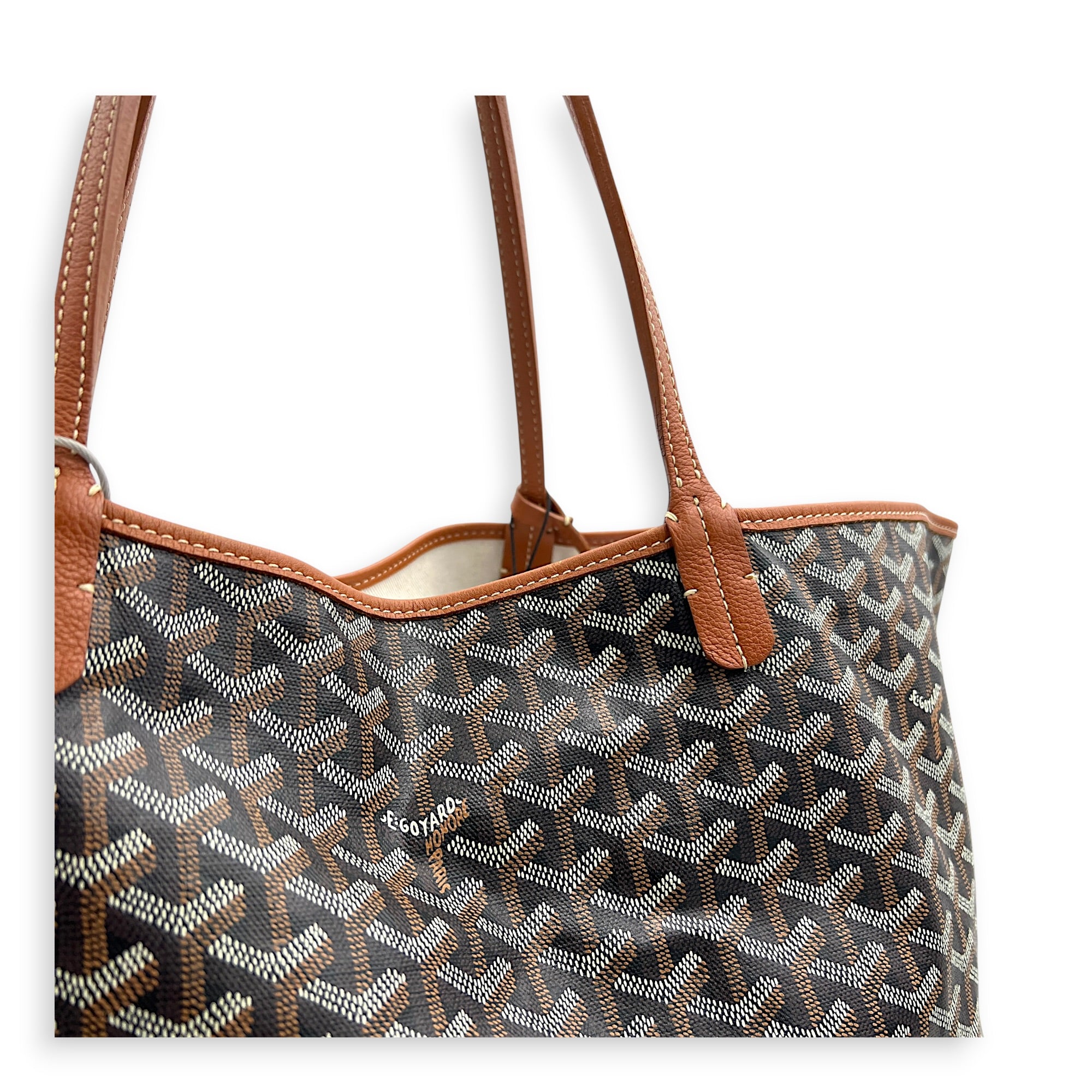 Saint Louis Tote Bag PM Brown in Coated Canvas, Silver hardware