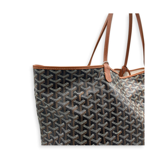 Saint Louis Tote Bag PM Brown in Coated Canvas, Silver hardware