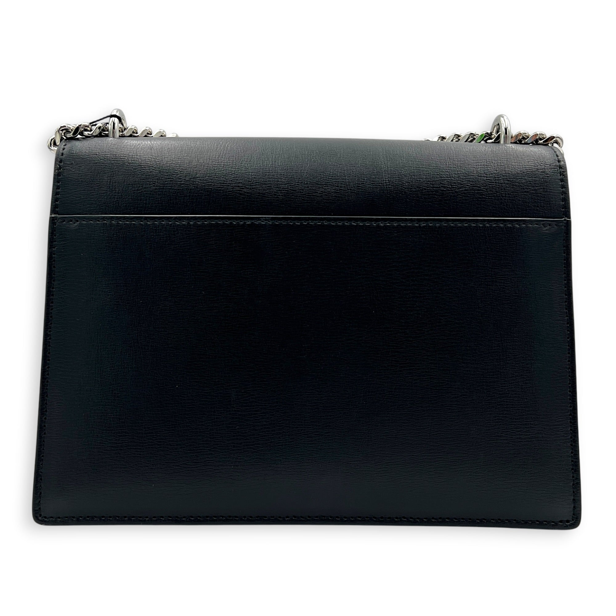 Sunset Black Shoulder Bag in Calfskin, Silver hardware