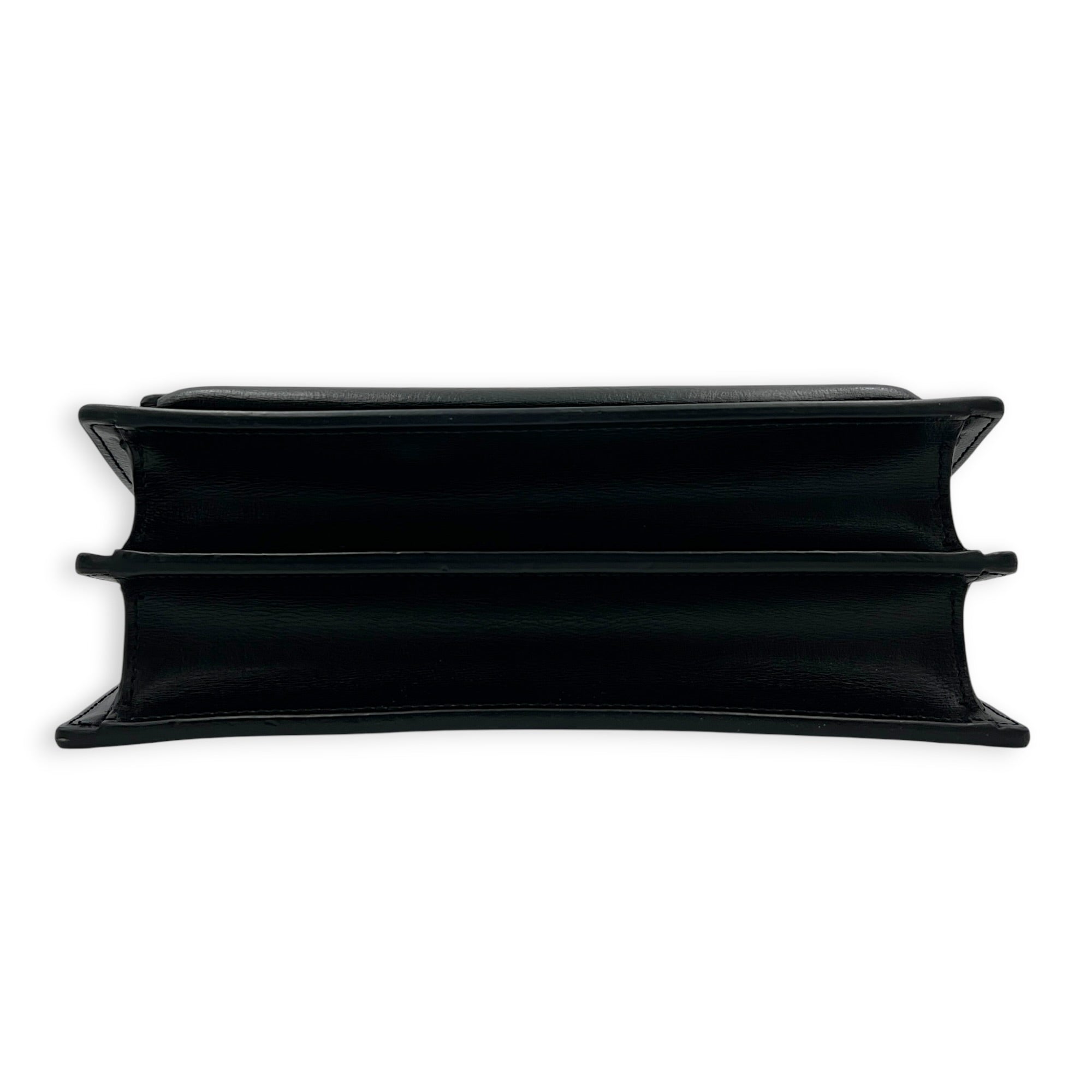 Sunset Black Shoulder Bag in Calfskin, Silver hardware