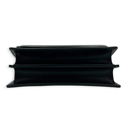 Sunset Black Shoulder Bag in Calfskin, Silver hardware