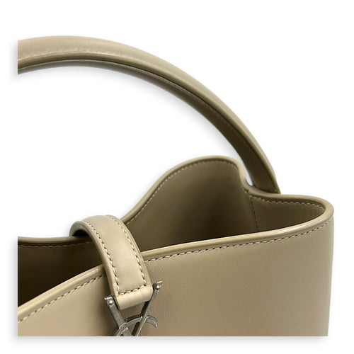 Le 37 Top Handle Bag Beige in Calfskin, Silver hardware